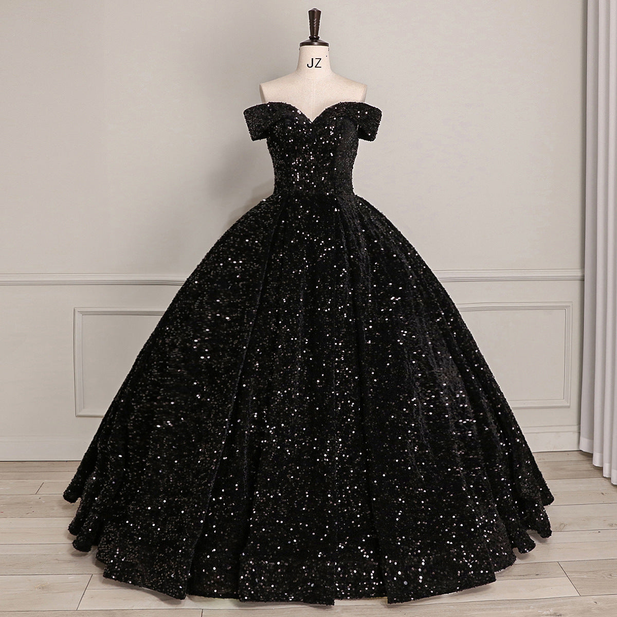 Bride Wedding Dress Women's Sequins Ball Gown Off Shoulder Puffy Evening Dress 32