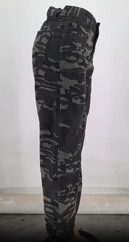 Women Pocket Cargo trousers Camouflage Straight Washed Denim Pants 9