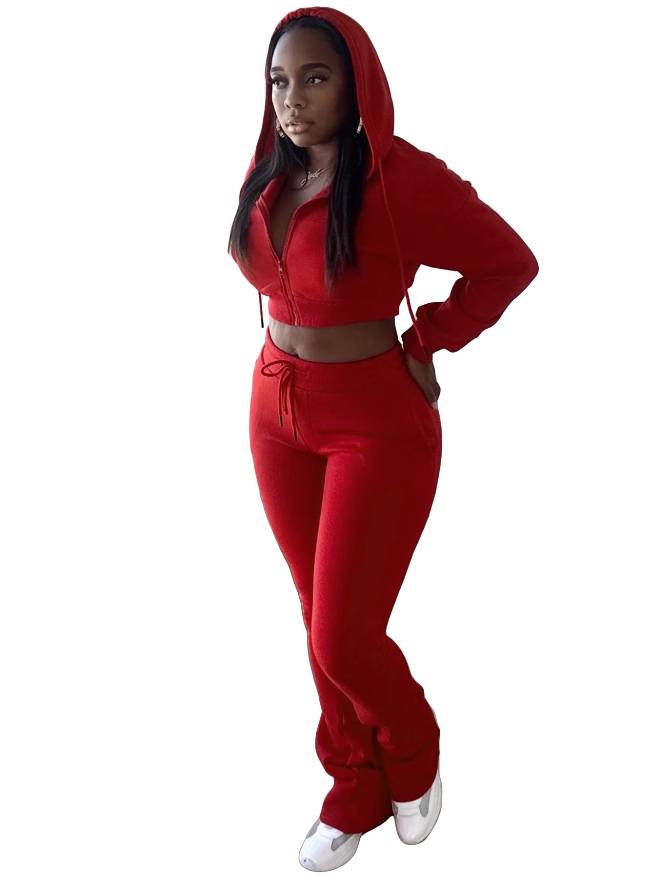 Women Hoodies and Bell Bottom Pants Two-Piece Set 40