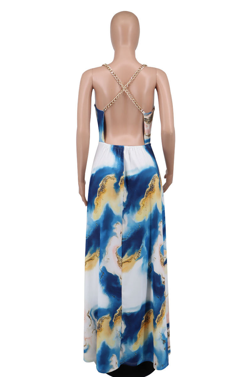 Women'S Summer Chic Slit Plus Size Straps Backless Maxi Dress 9