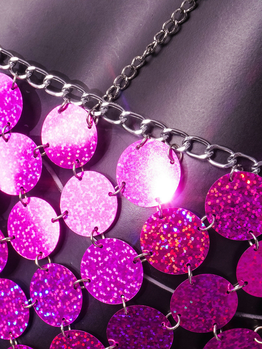 Women Sexy Backless Strap Sequin Patchwork Tassel Set of Two 17