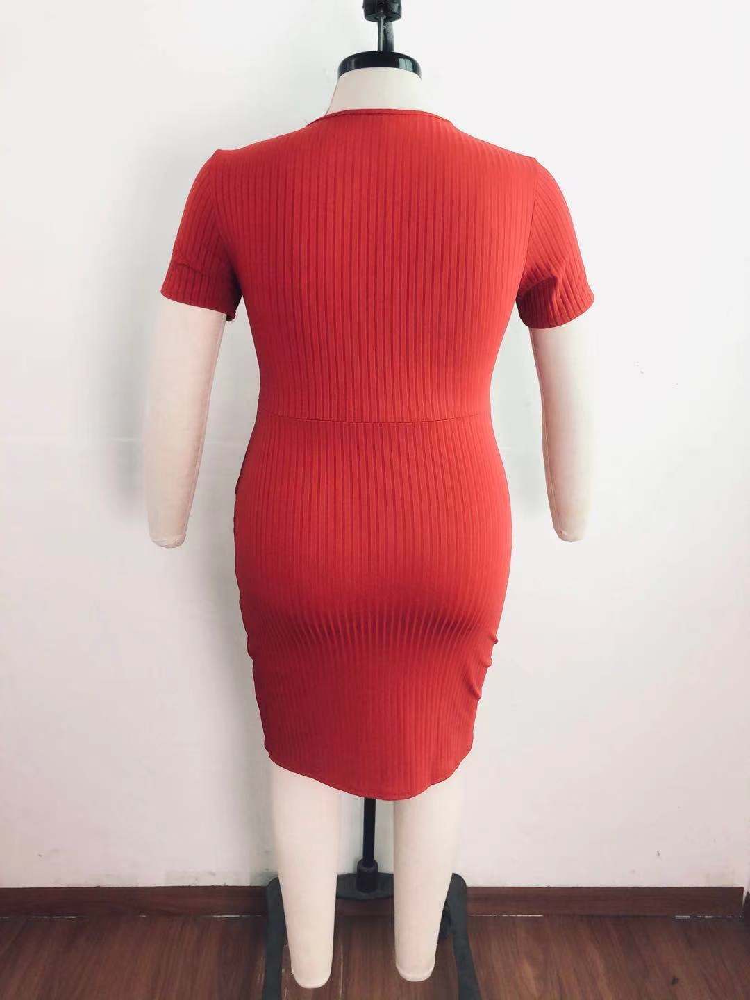 Plus Size Women Knitting Ribbed Open Lace Dress 5