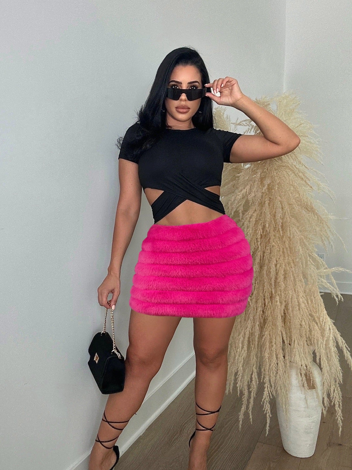 Women autumn and winter zipper plush skirt 4