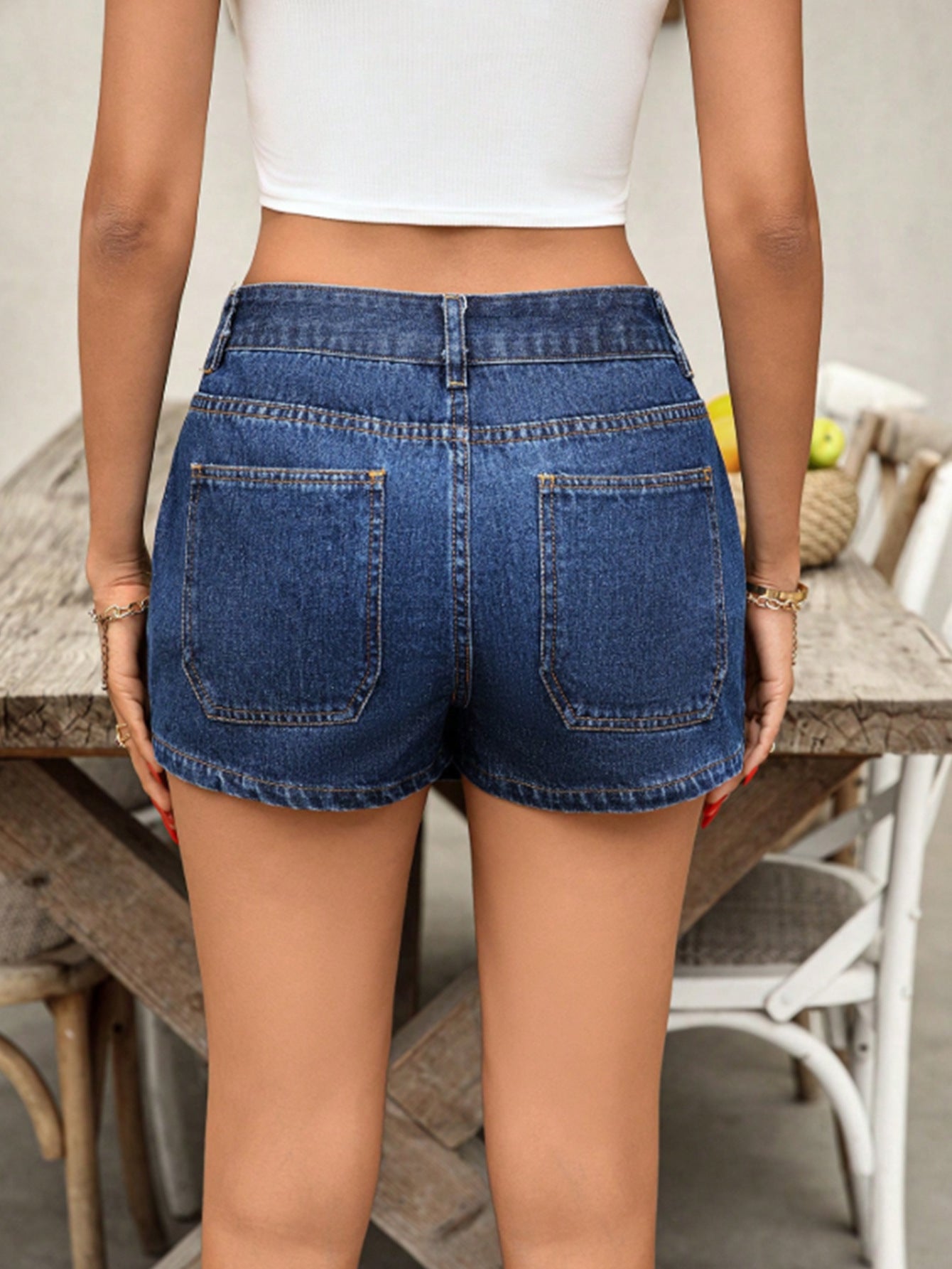 Women's High-Waist Buttoned Asymmetrical Denim Skirt
