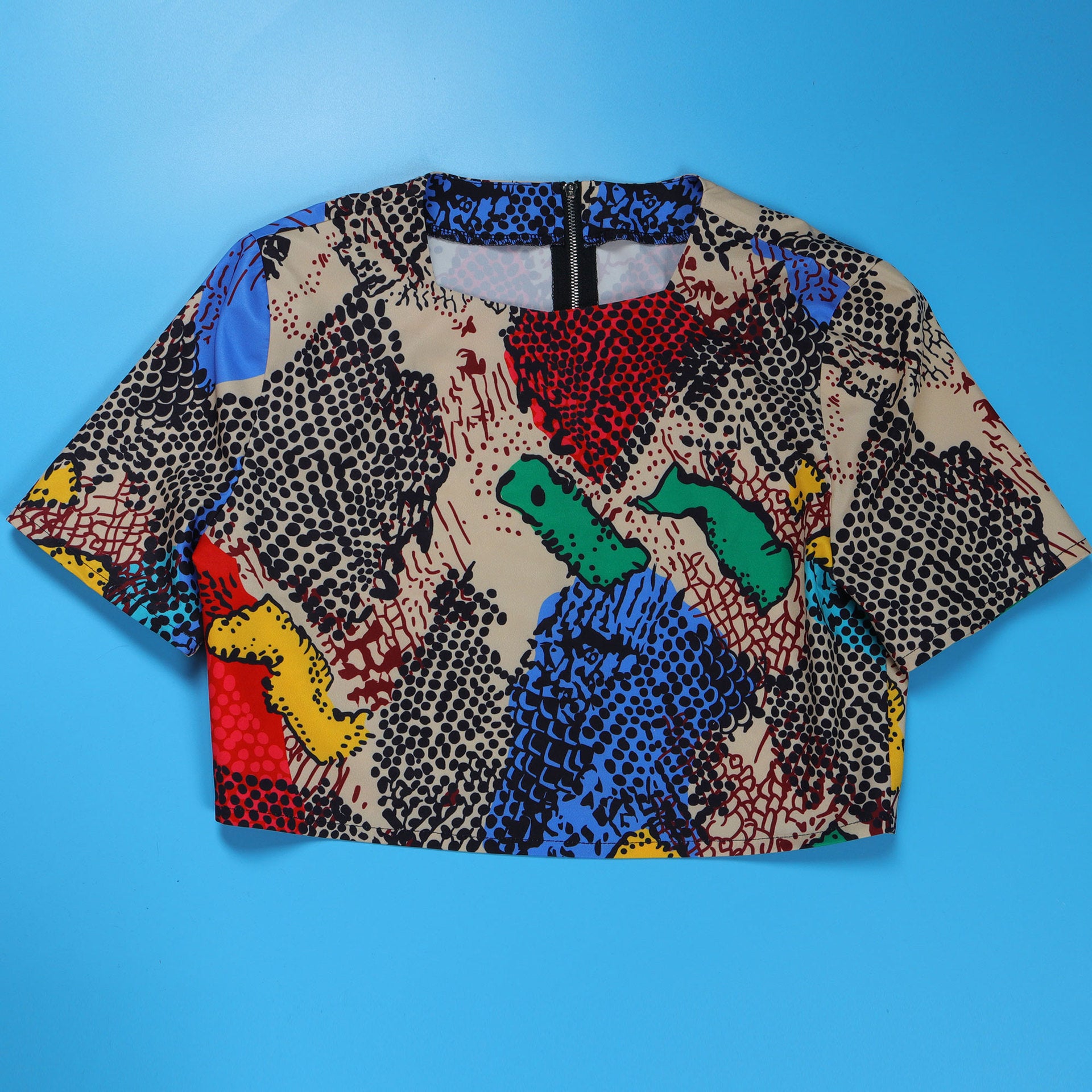 Women Sexy Printed Top and Loose Wide Leg Pants Two-piece Set 22