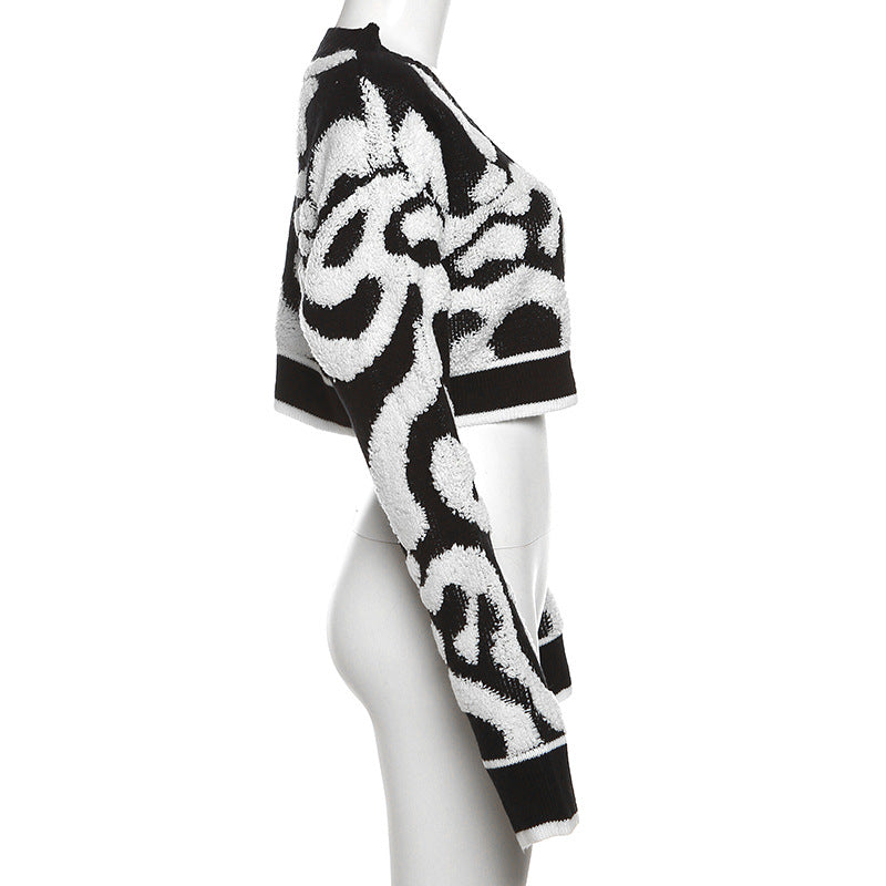 Autumn Fashion Color Matching V-Neck Buttoned High Waist Slim Women Knitting Top 21