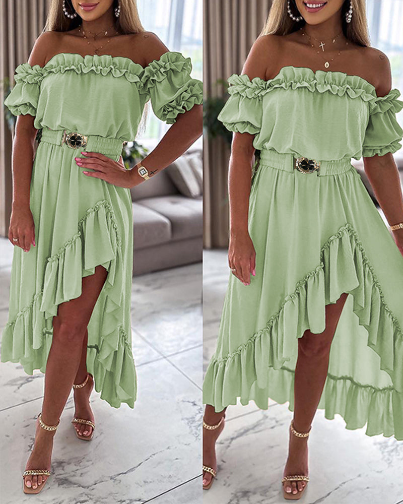 Women's Off Shoulder Ruffle Dress 4