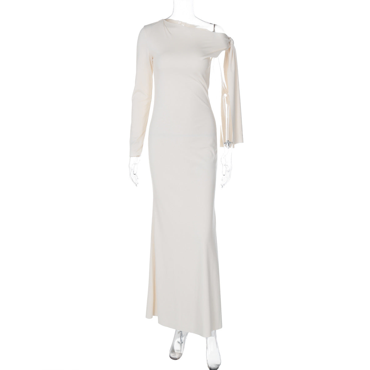 Women summer one-shoulder Slash Shoulder lace-up Solid dress 13