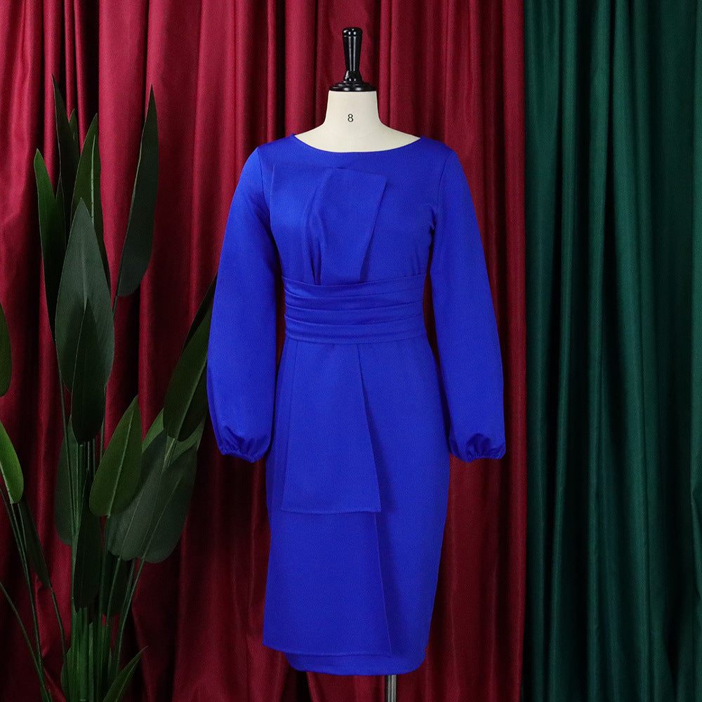 Women's Solid Color Professional Fashion Chic Plus Size Elegant African Dress 15