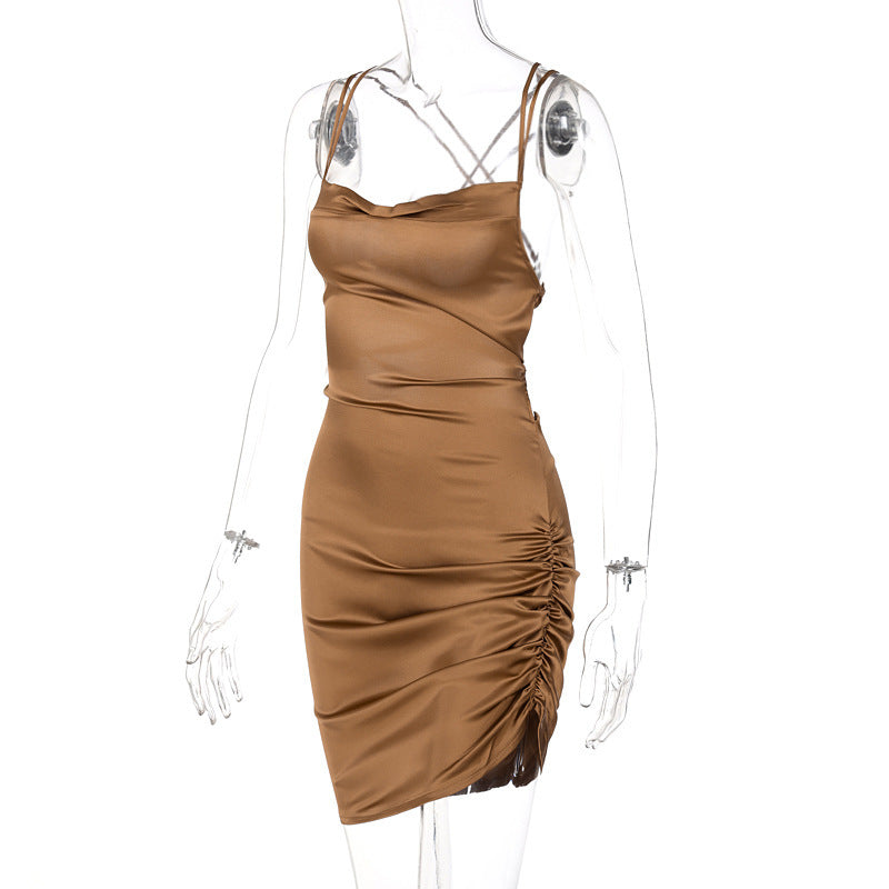 Women summer Career suspender Solid sleeveless sexy Dress 32