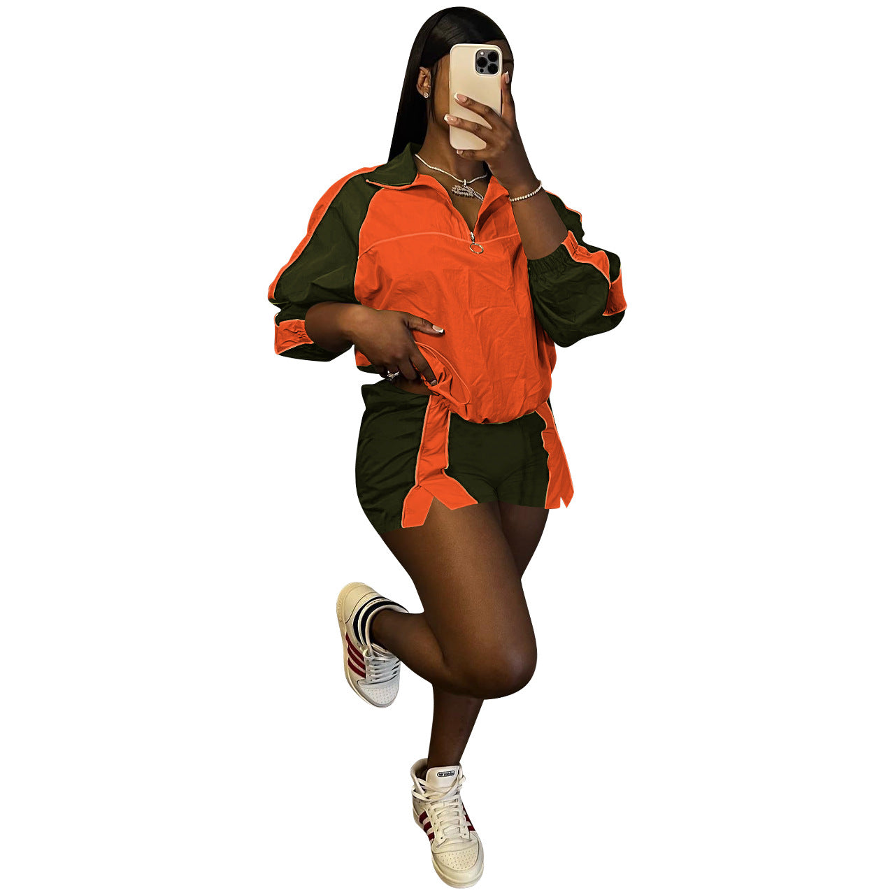 Women's Fashion Casual Multicolor Colorblock Two-Piece Set 8