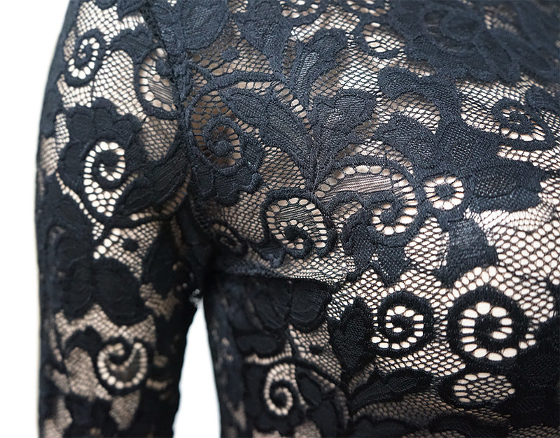 Plus Size Women See-Through Lace Bodycon Dress 17