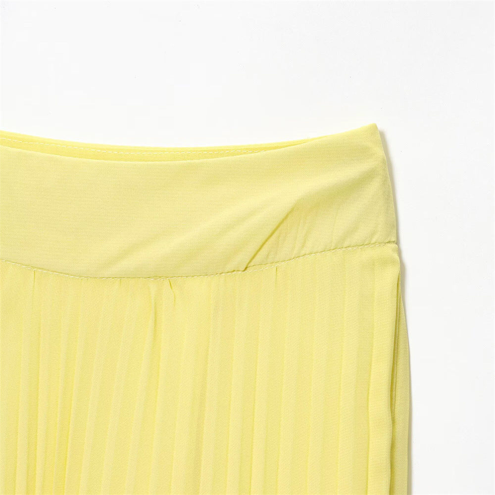 Women summer sleeveless strapless top pleated skirt two-piece set 21