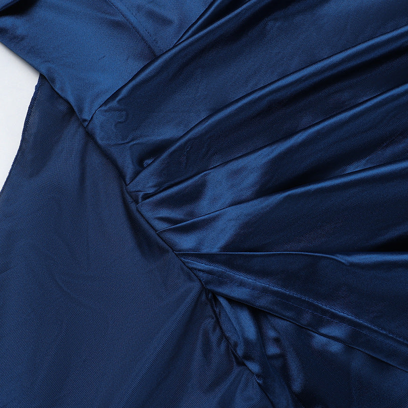 Autumn Chic Sexy Deep V Slim Waist Satin Slit Dress 28