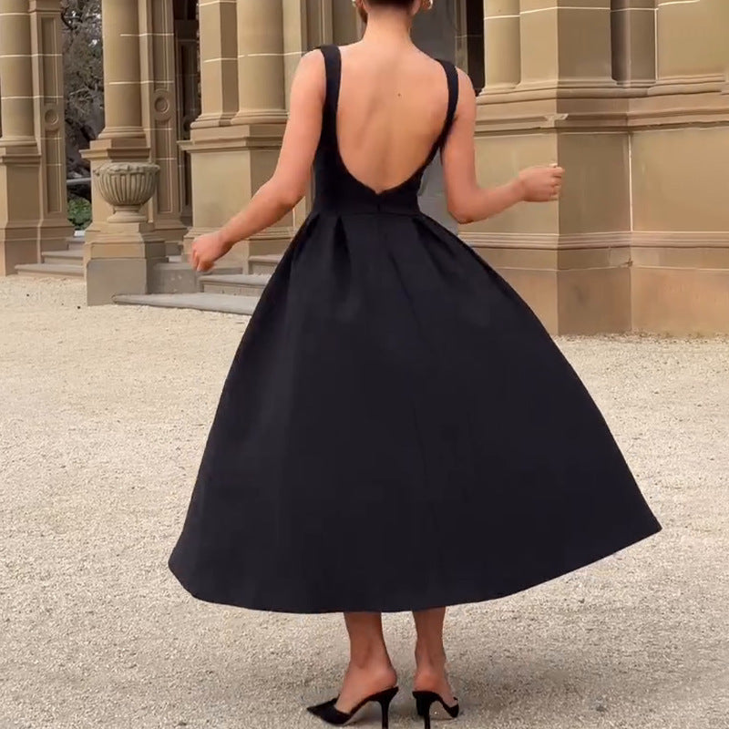 Summer Low Back Sleeveless Women's Sexy A-Line Long Dress
