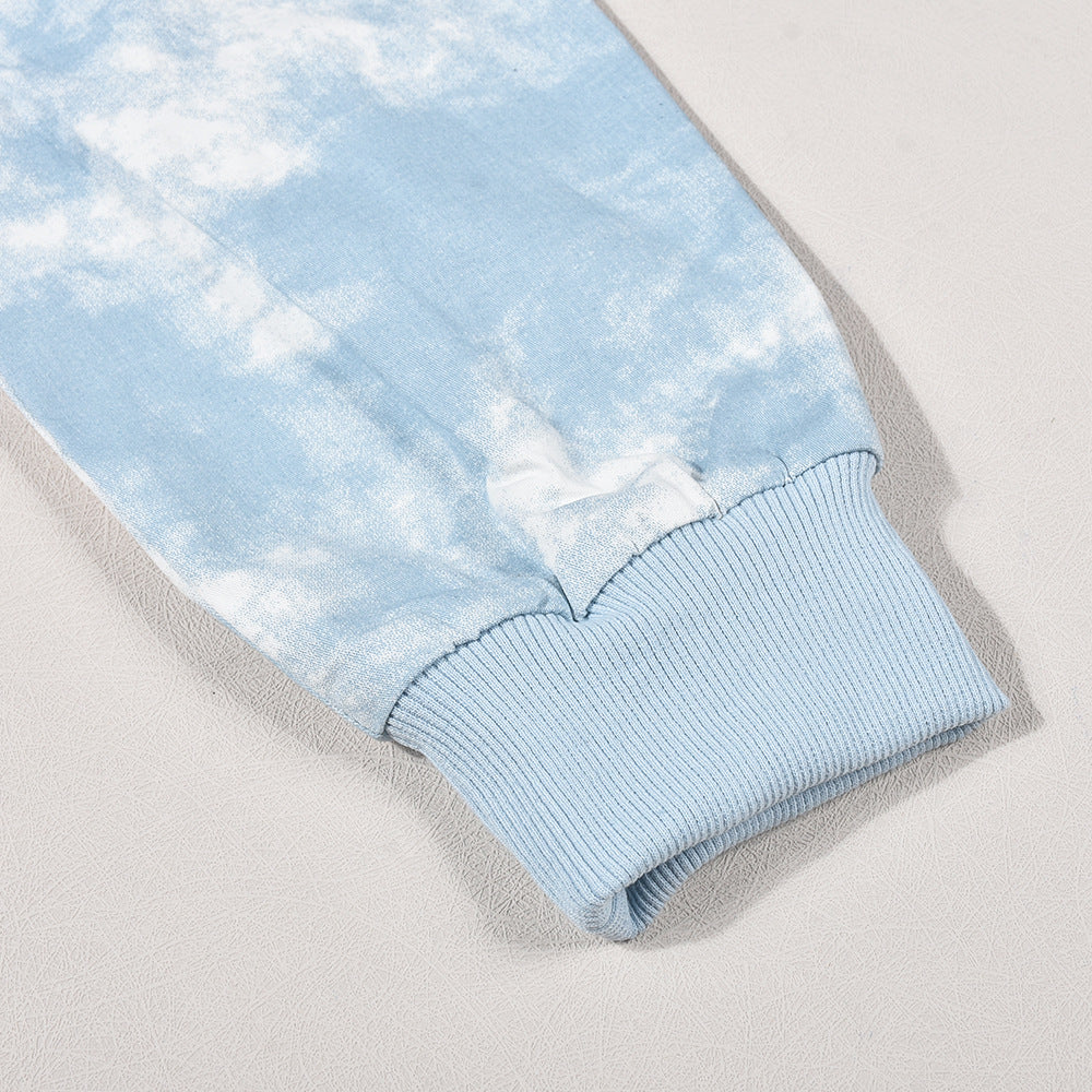 Women Tie Dye Long Sleeve Zip Top and Mini Skirt Two-Piece Set 13