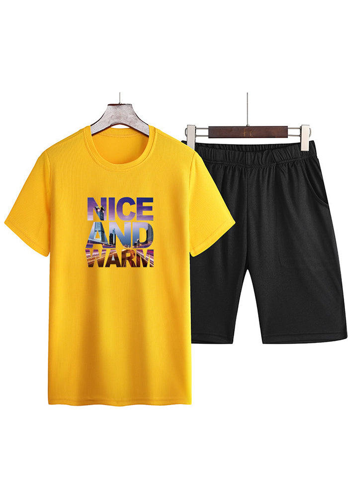 Casual Sports Short-Sleeved Set Men'S Two-Piece Summer Men'S Slim Fashion Sports Casual Trend T-Shirt Shorts