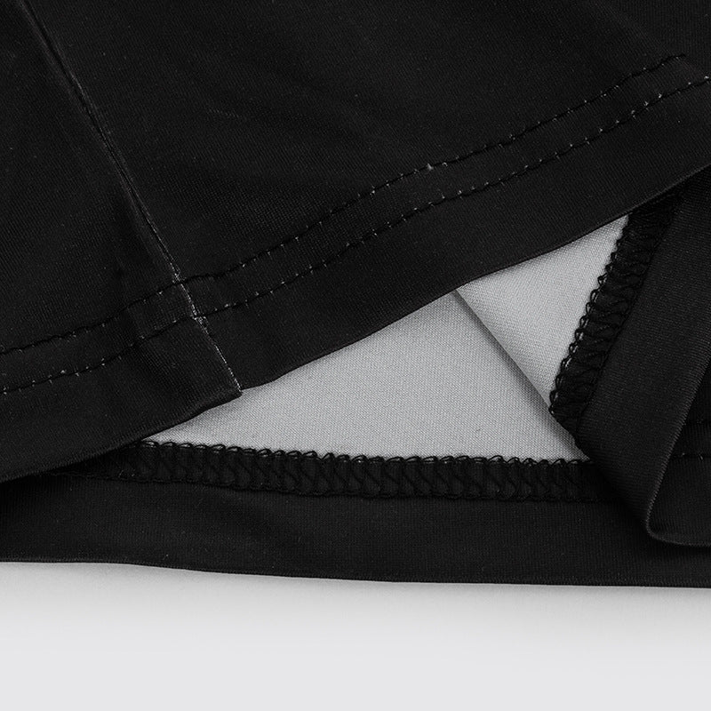 Summer Solid Color Round Neck Short Sleeve Letter Print Slim Mini Dress 12