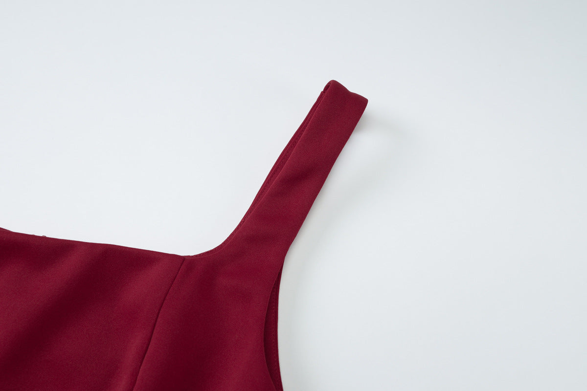 Women's Summer Fashion Sexy Low Back Zipper Slim Waist Strap Dress 14