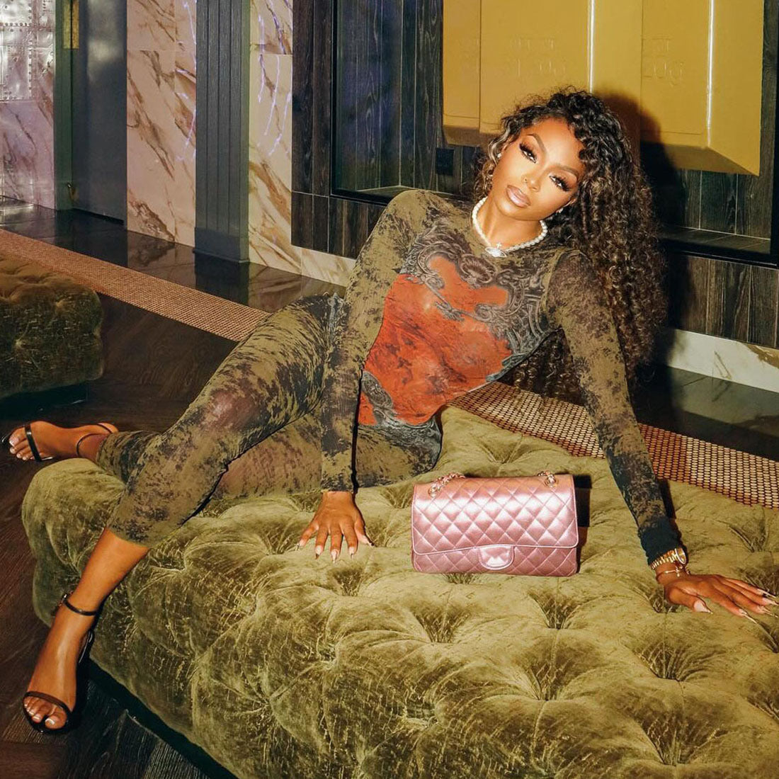 Women autumn sexy street print long sleeve jumpsuit 4