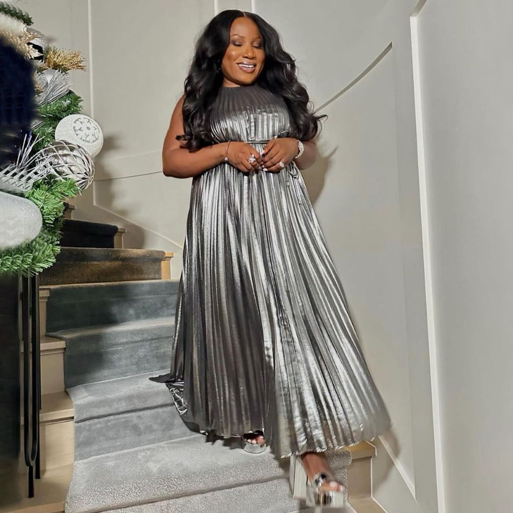 Women Sleeveless Pleated Dress 3