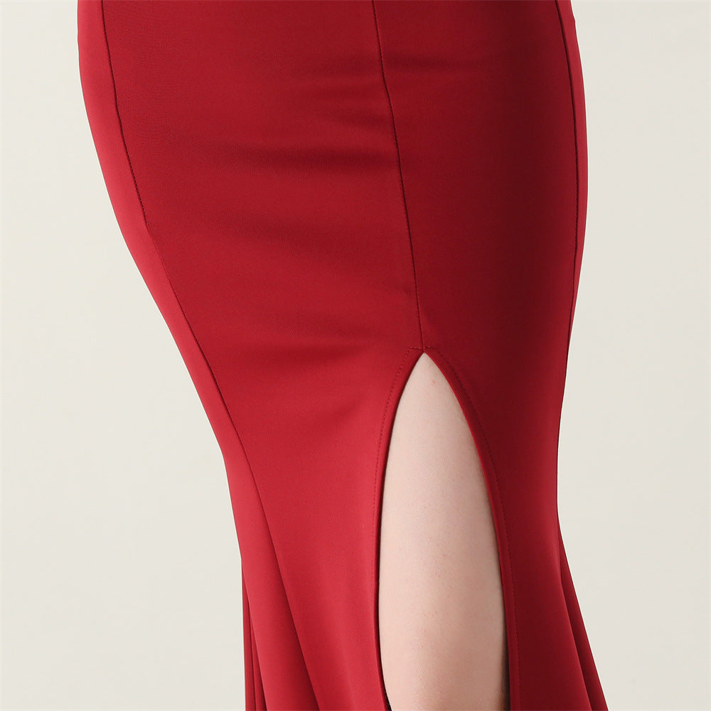 Women beaded off-shoulder one-shoulder slit evening dress 33