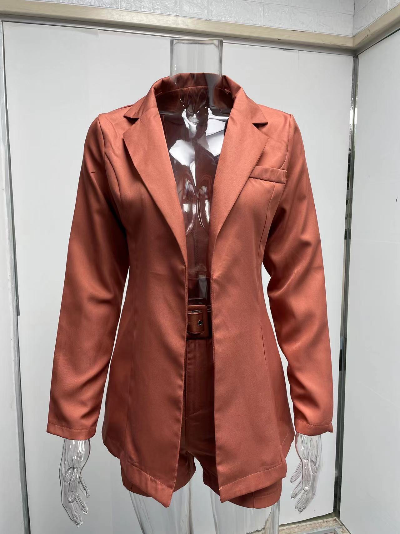 Women fashion Blazer+Shorts with belt Two-piece 53