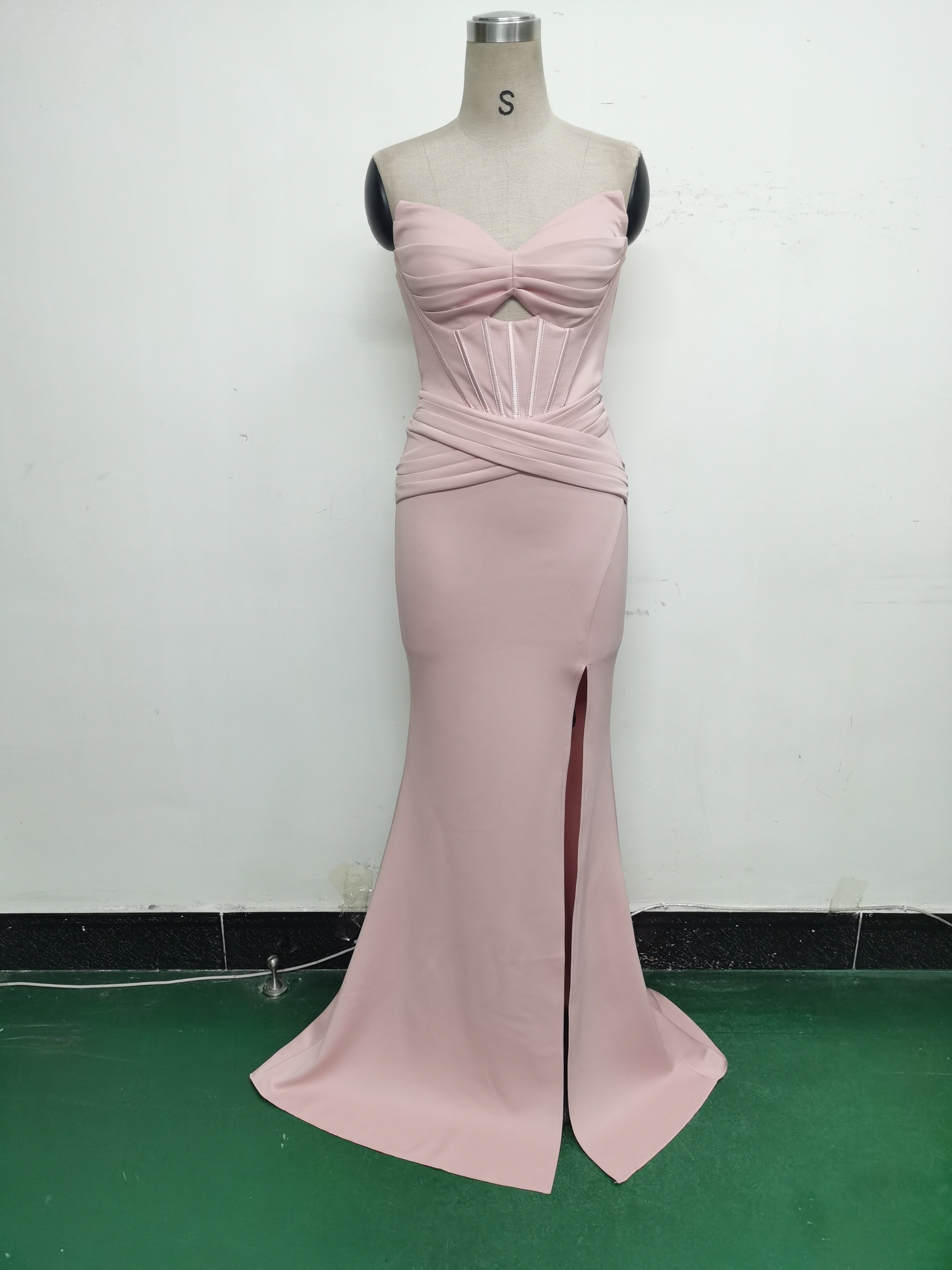 Women herringbone Strapless sweetheart neck hollow Lace-Up Formal Party evening dress 32