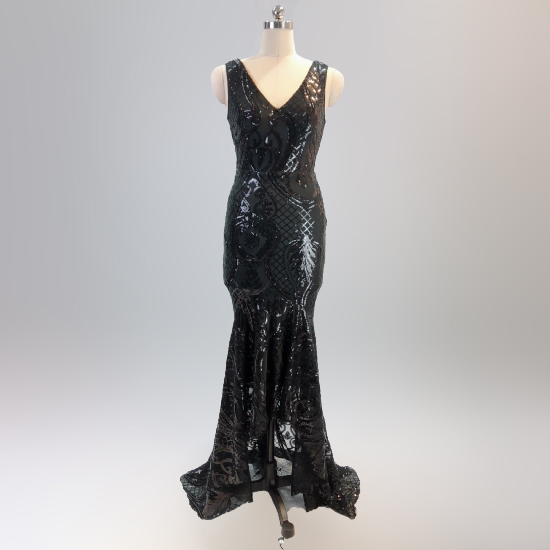 Evening dress female v-neck sexy sequins mermaid party dress dinner dress 18