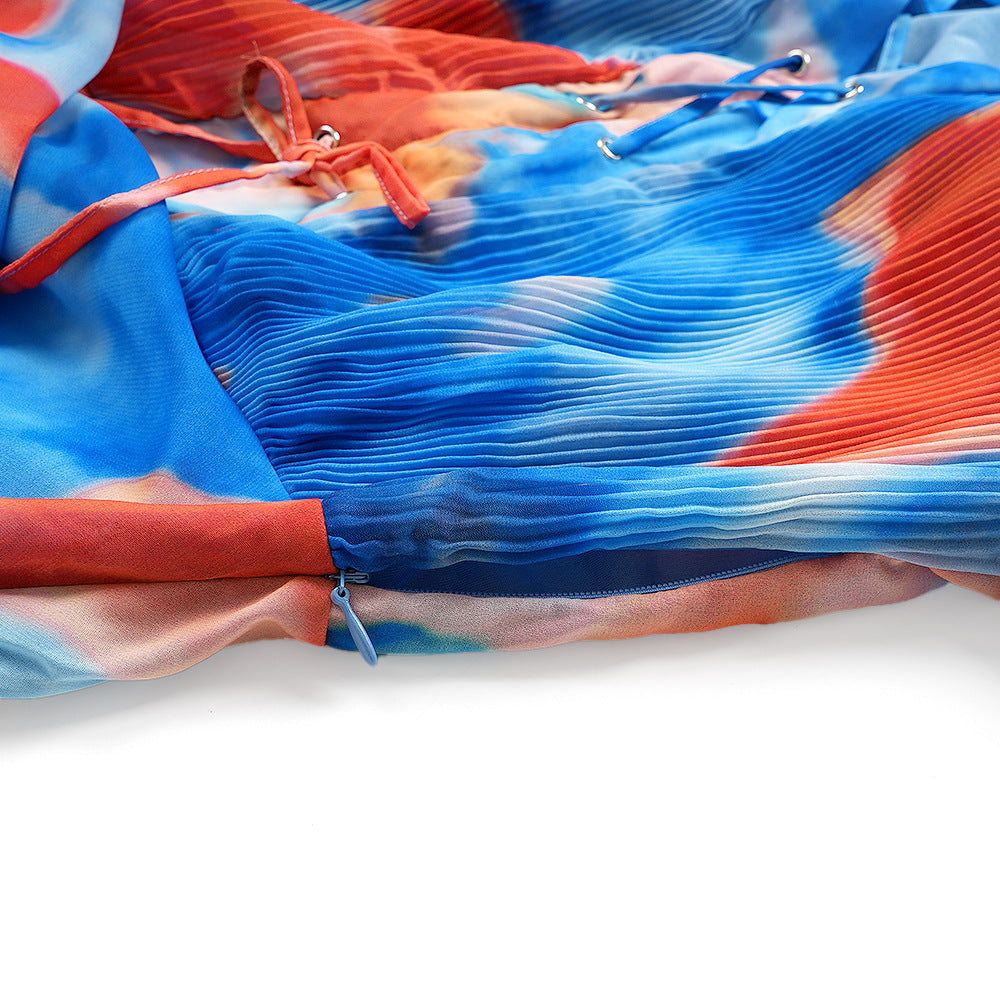 Plus Size African Women V-neck Print Dress 12