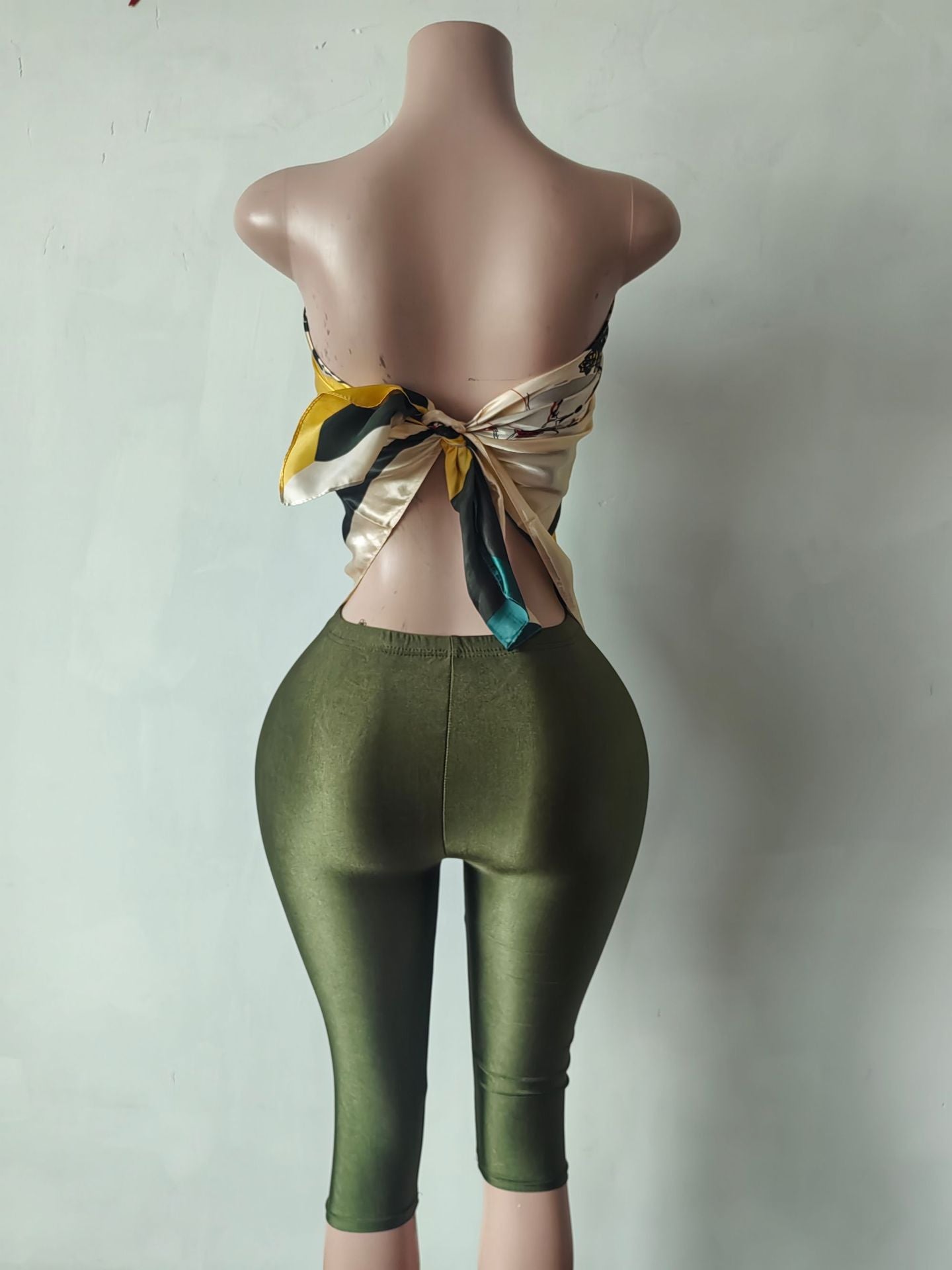 Fashion Women's Printed Strapless Sexy Two Piece Shorts Set 31