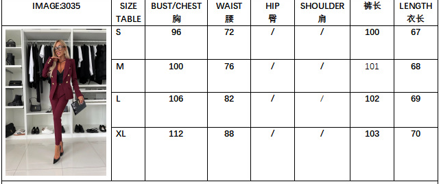 Women Elegant Professional Double-Breasted Blazer and Pants Two-Piece Set 11