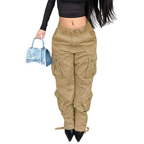 Women's Street Style Multi-Pocket Belt Casual Cargo Denim Pants For Women 15