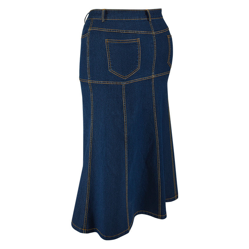 Plus Size Women's Denim Casual Long Skirt 9