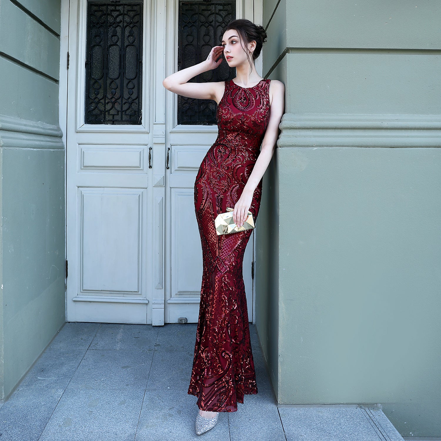 Lace & Sequin Fishtail Wedding Dress Romantic Bridal Evening Gown 14