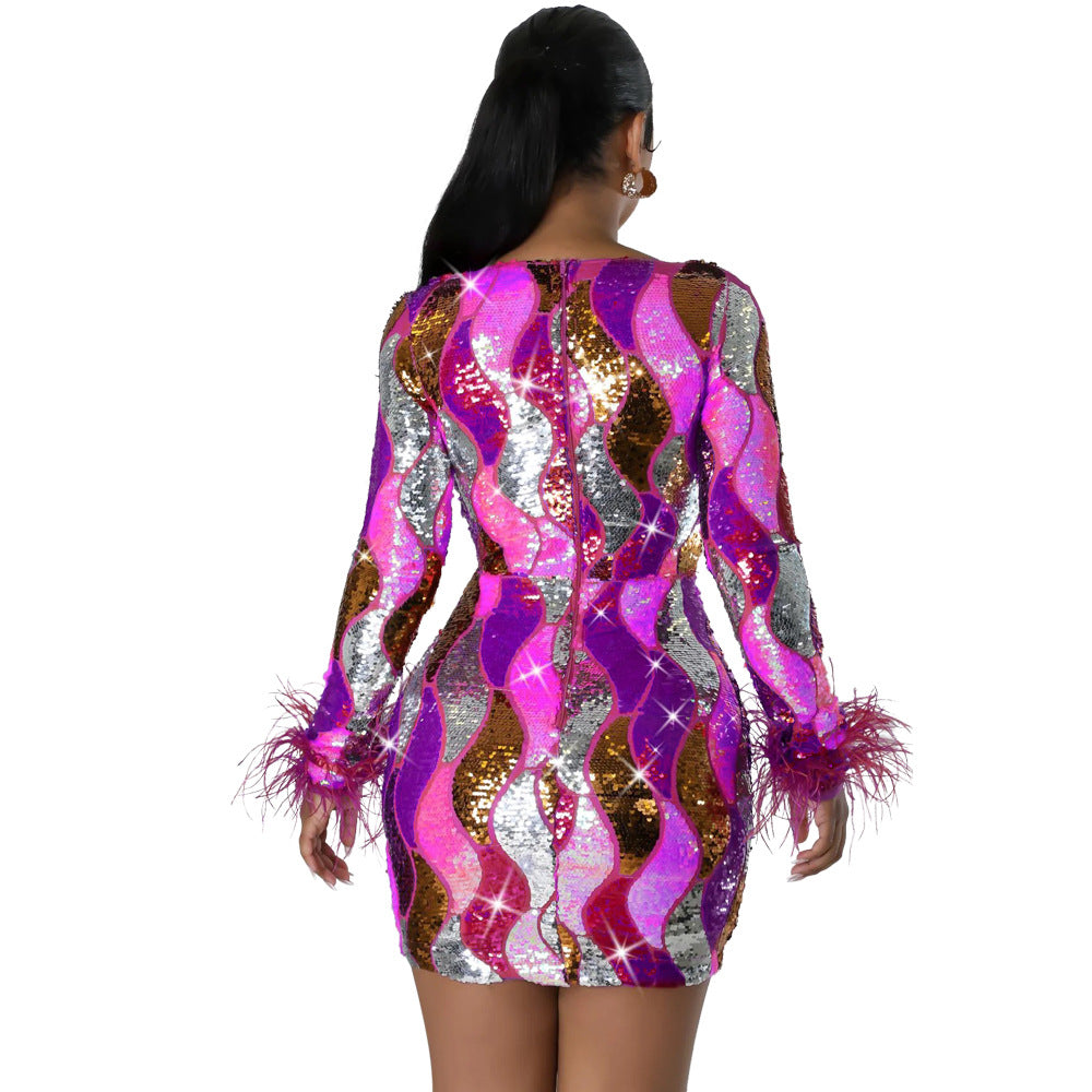 Stylish Sequin Sexy Bodycon Women Party Dress 14