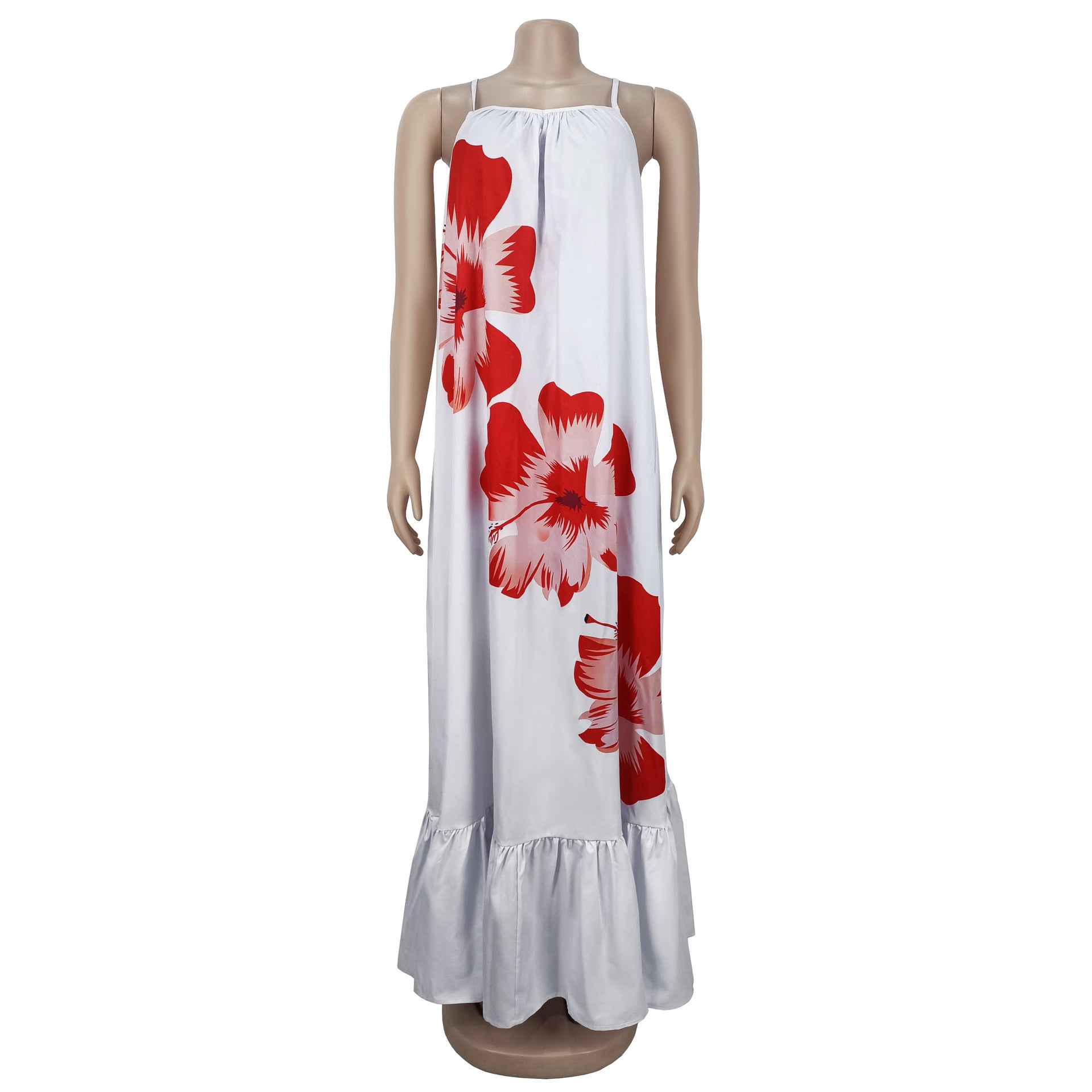 Fashion Women's Sexy Strappy Floral Print Low Back Maxi Dress 5