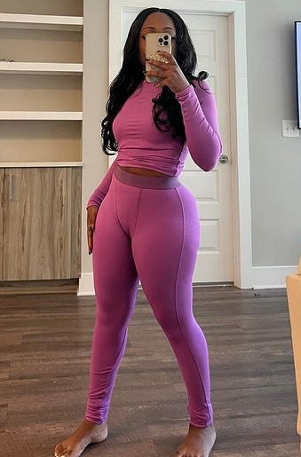 Ribbed Elastic Yoga Sports Women's Tight Slim Two Piece Pants Set 6