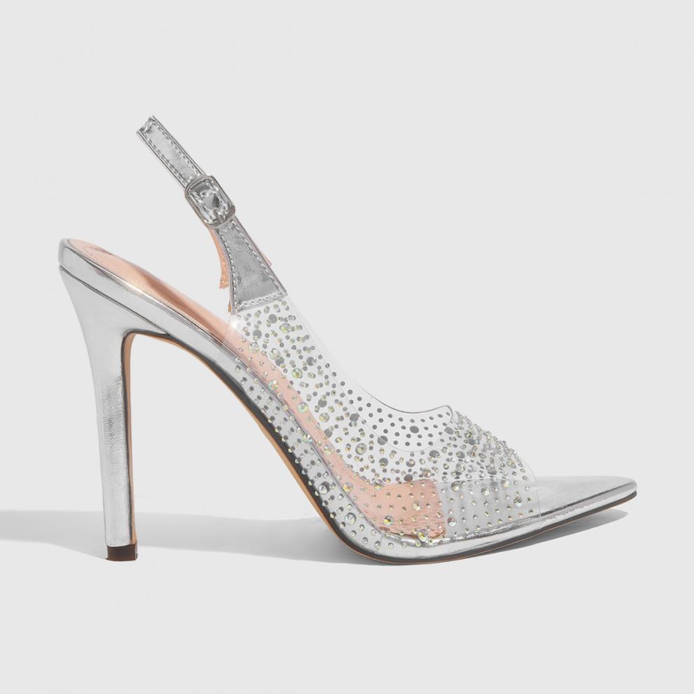 Peep Toe High Heels Rhinestone Stiletto 10