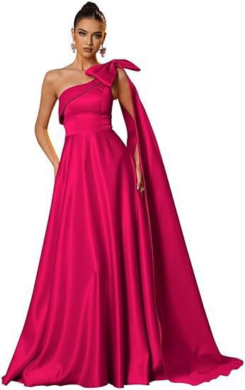 Women One-Shoulder Satin Formal Evening Dress（Processing time need 3-6 days） 40