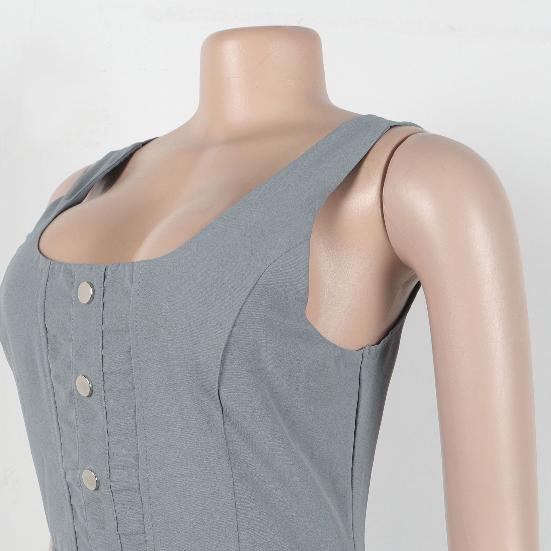 Women Elegant Casual Cargo Sleeveless Dress 6