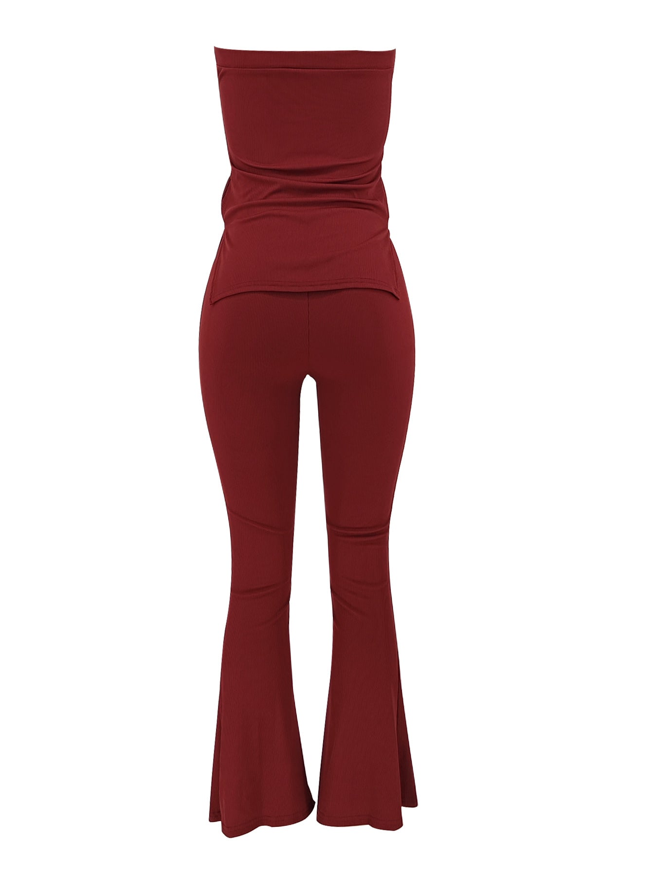 Strapless Slim Sexy Solid Color Women's Two-Piece Pants Set 11