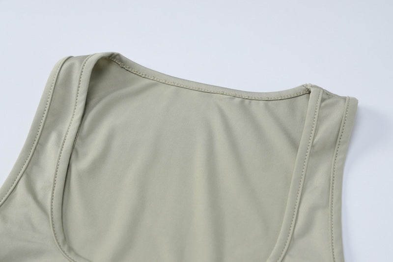 Hollow Crop Short Vest Bodycon Half-Length Skirt Suit Holidays Style Hand-Knitted Women's Tight Fitting Solid Color Two-Piece Set 14