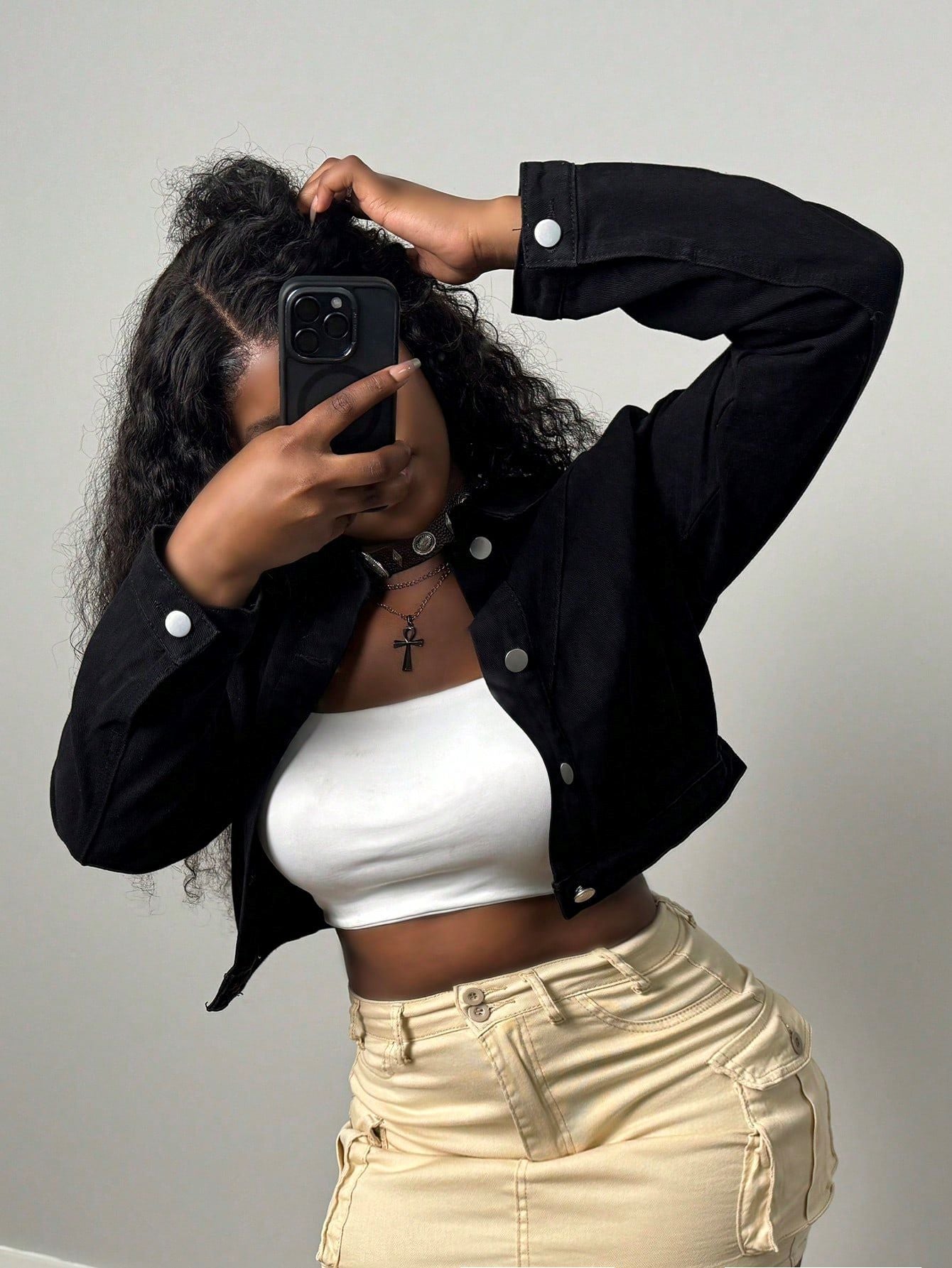 Women's Solid Button Sexy Denim Jacket 4