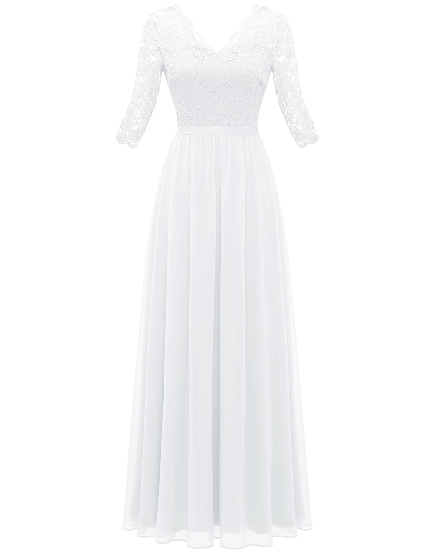 Elegant Lace Patchwork Long Slim Waist Elegant Gown Dress 28