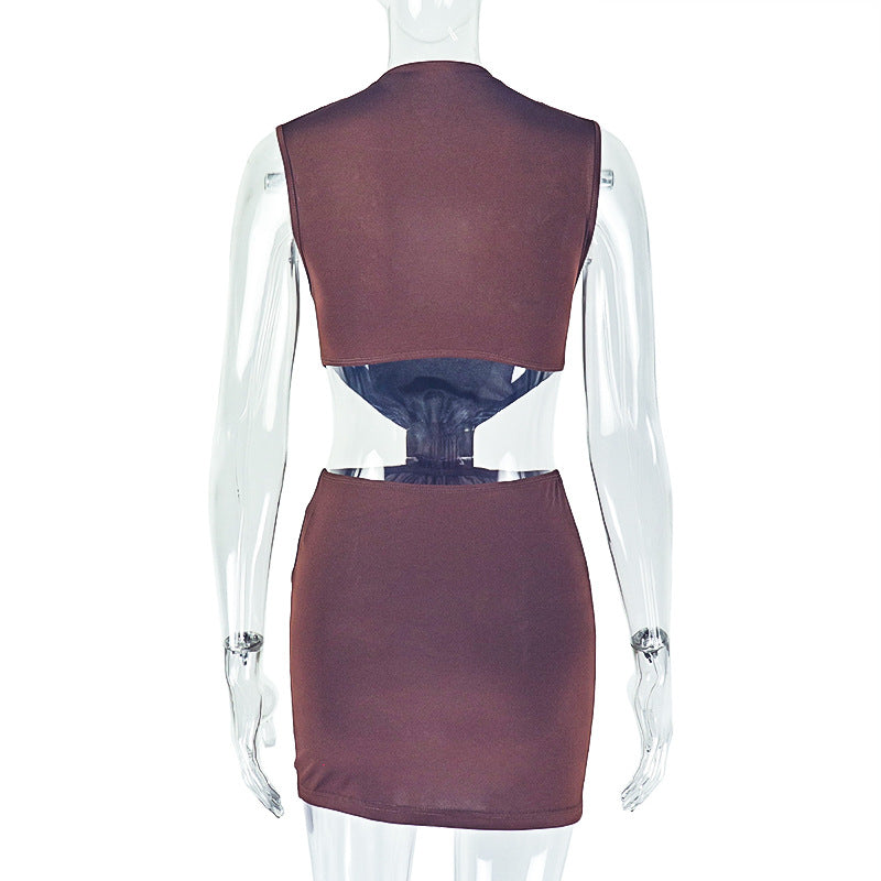 Style Fashion Women's Metallic High Neck Solid Chic Sleeveless Mini Bodycon Dress 10