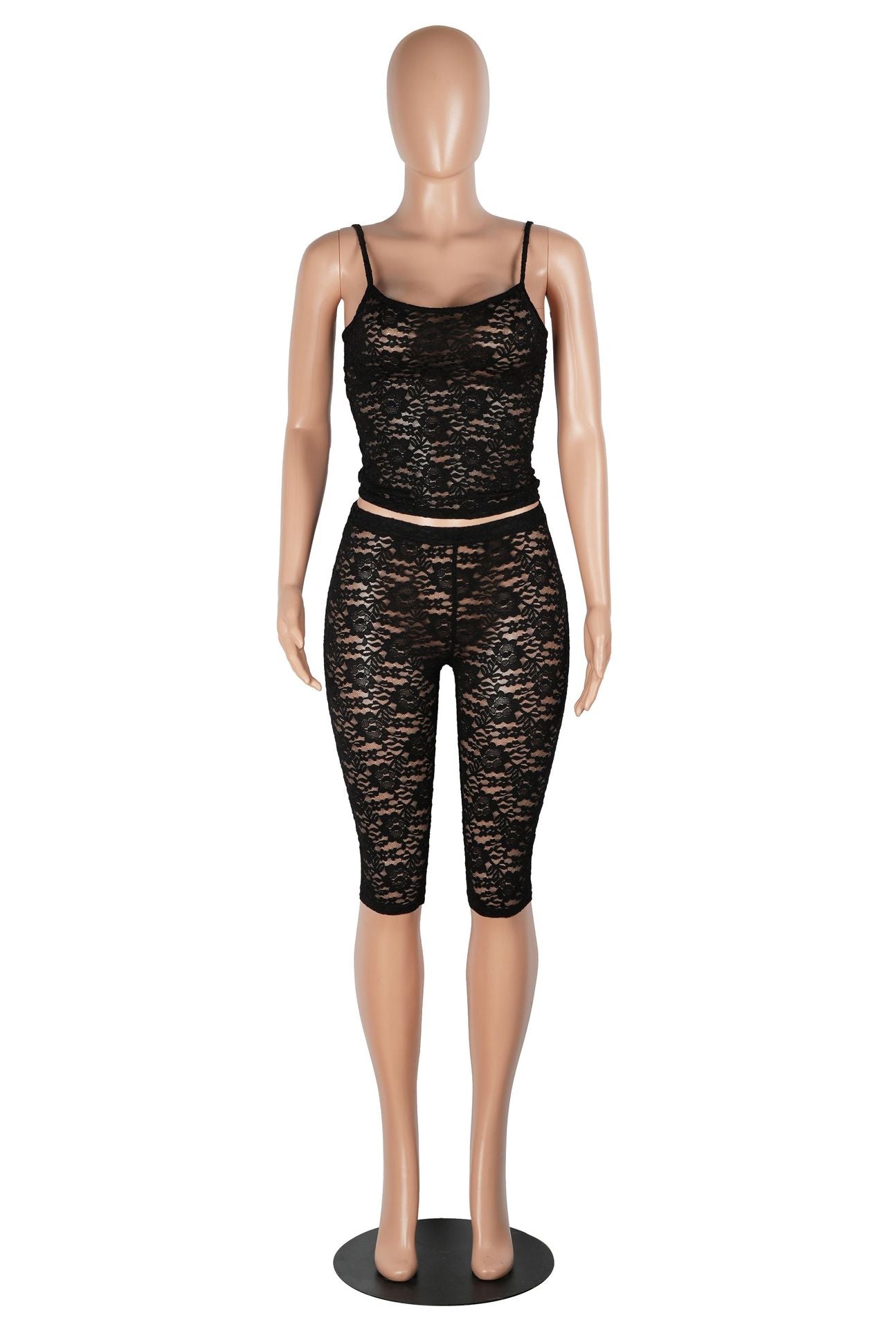 Women sexy sexy lace Top and cropped pants casual two-piece set 18