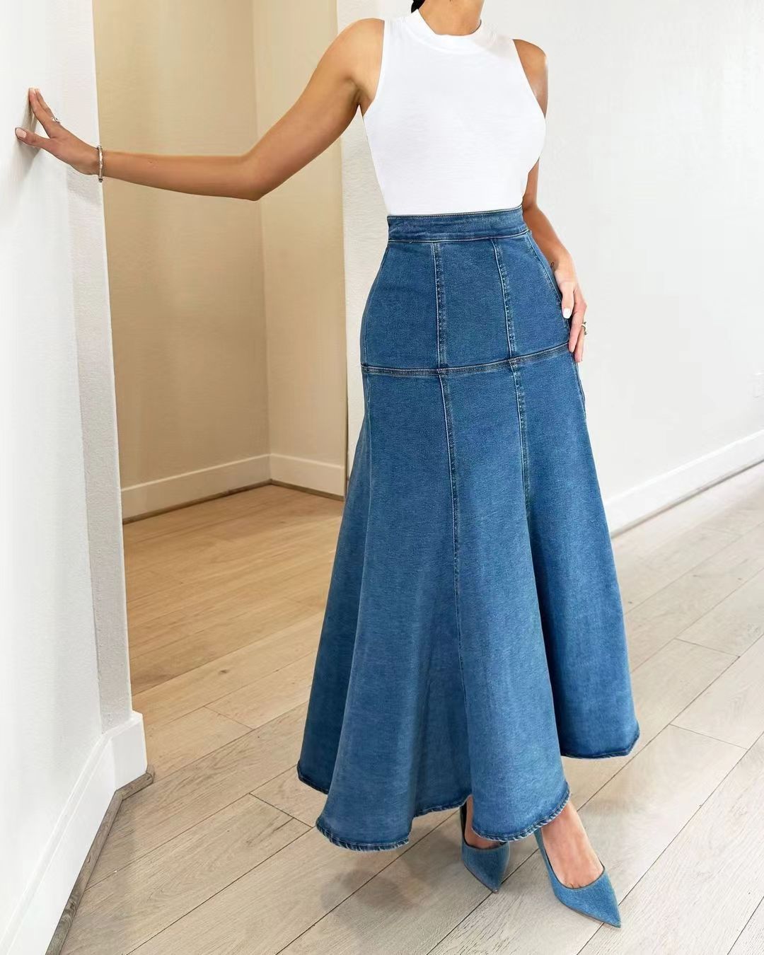 Women Denim Long Skirt