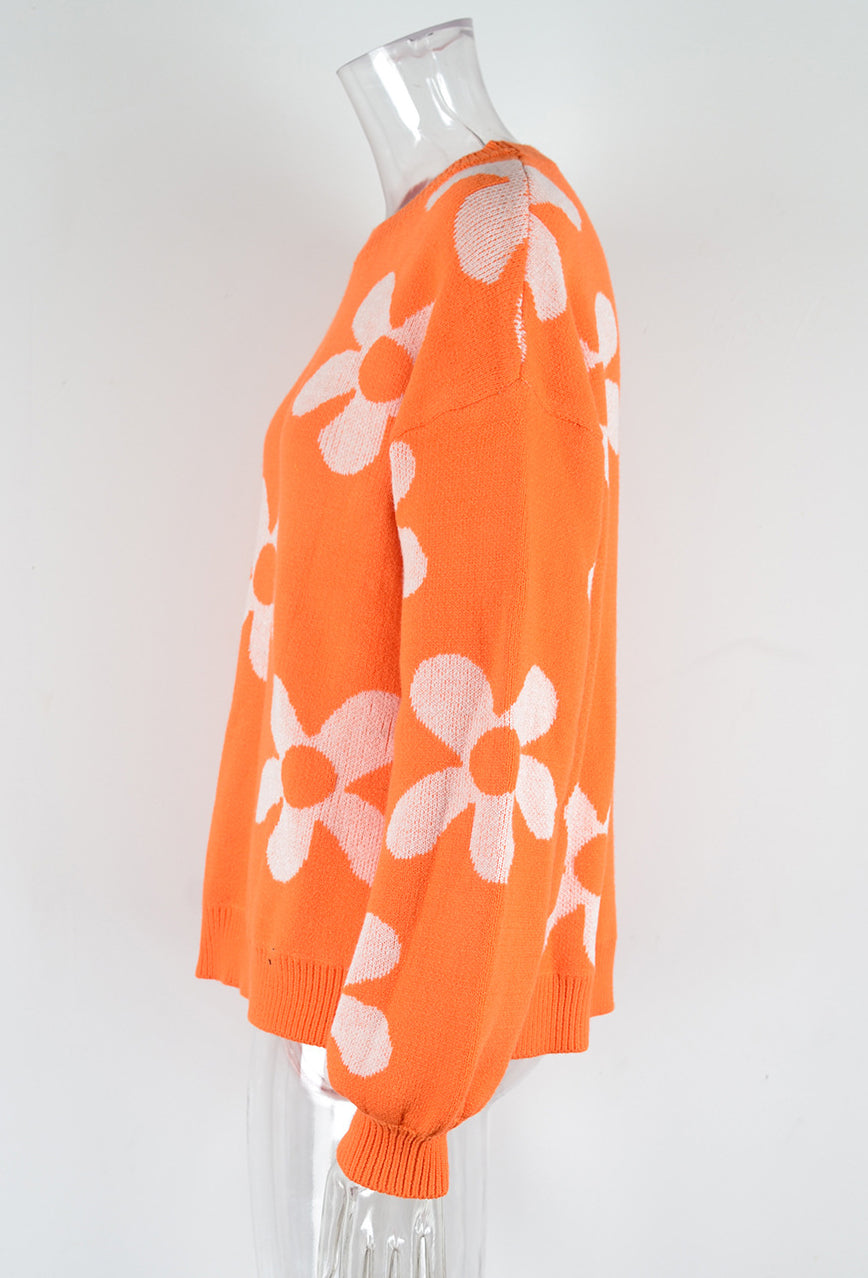 Autumn and winter women's printed sweater pullover flower plus size sweater 27