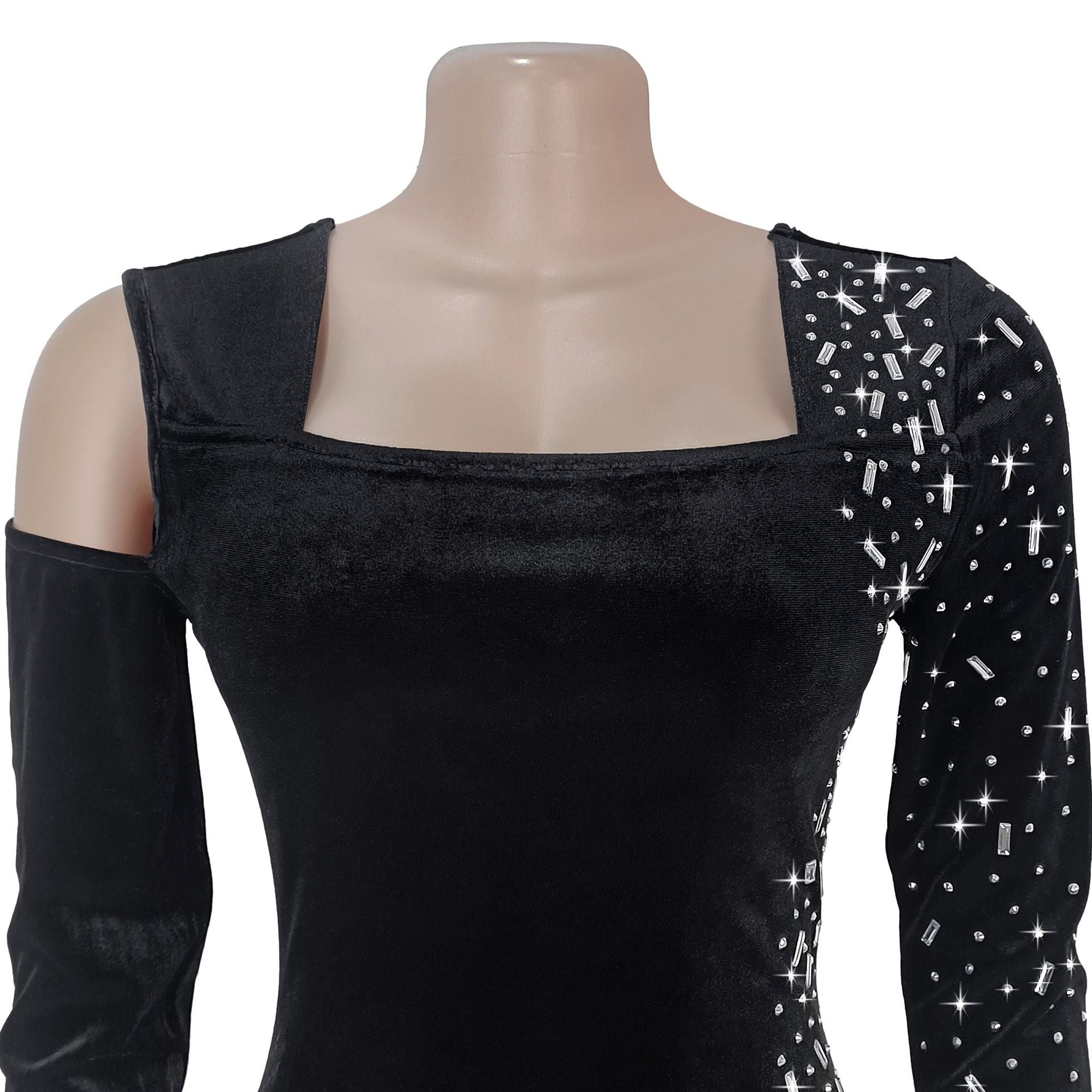 Fashion Women's Sexy Beaded Fringe Long-Sleeve Bodycon Dress 7